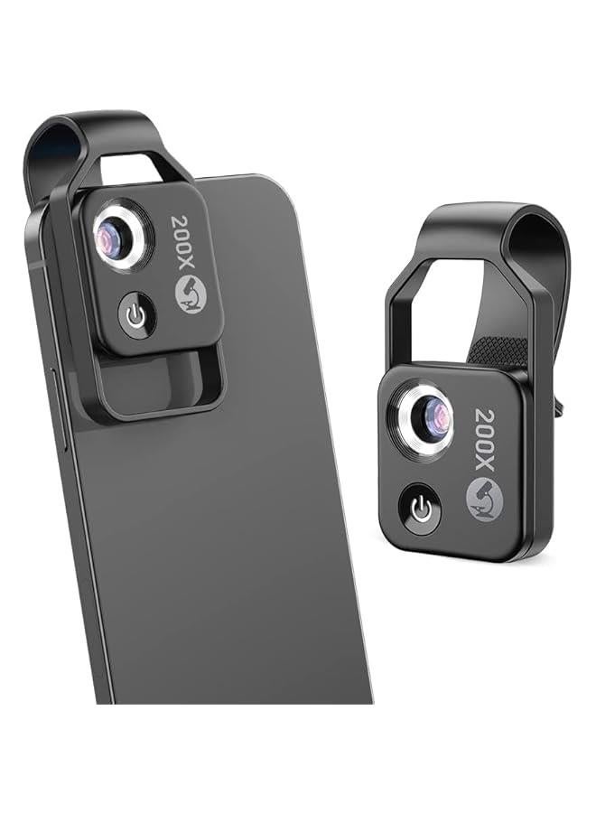 APEXEL 200X Phone Microscope Lens, Nano Zoom Phone Micro Lens for iPhone Android with LED Light CPL Universal Clip, Nanozoom Mini Pocket Digital Microscope, Portable Smartphone Macro Lens Camera - Image 1