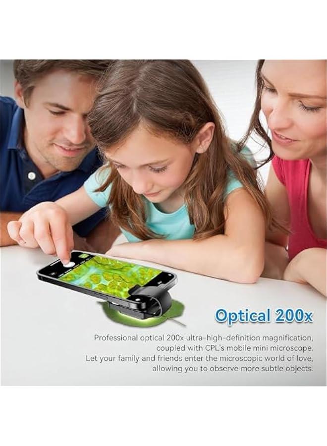 APEXEL 200X Phone Microscope Lens, Nano Zoom Phone Micro Lens for iPhone Android with LED Light CPL Universal Clip, Nanozoom Mini Pocket Digital Microscope, Portable Smartphone Macro Lens Camera - Image 2