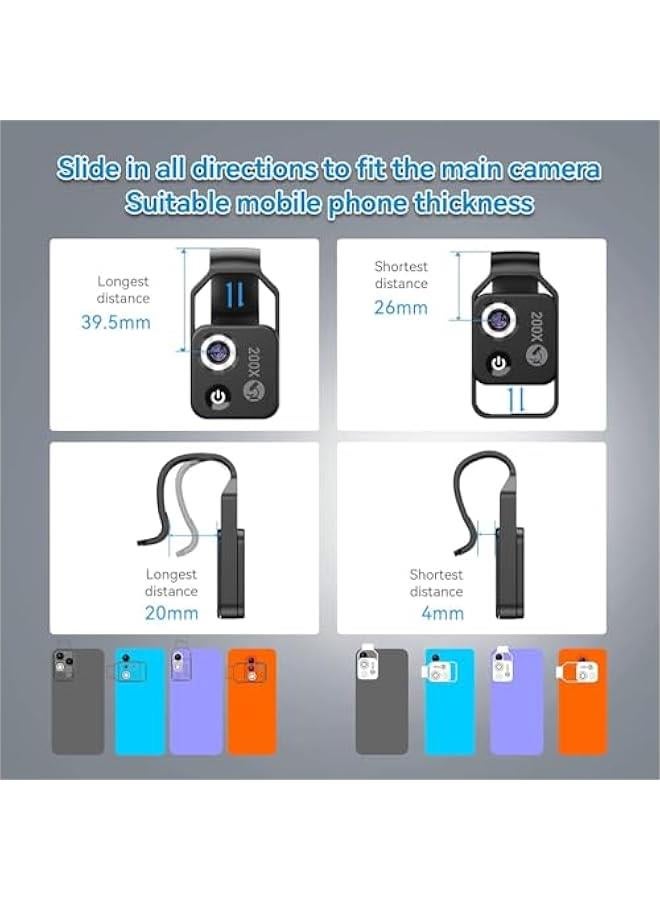APEXEL 200X Phone Microscope Lens, Nano Zoom Phone Micro Lens for iPhone Android with LED Light CPL Universal Clip, Nanozoom Mini Pocket Digital Microscope, Portable Smartphone Macro Lens Camera - Image 4