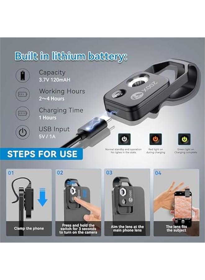APEXEL 200X Phone Microscope Lens, Nano Zoom Phone Micro Lens for iPhone Android with LED Light CPL Universal Clip, Nanozoom Mini Pocket Digital Microscope, Portable Smartphone Macro Lens Camera - Image 5
