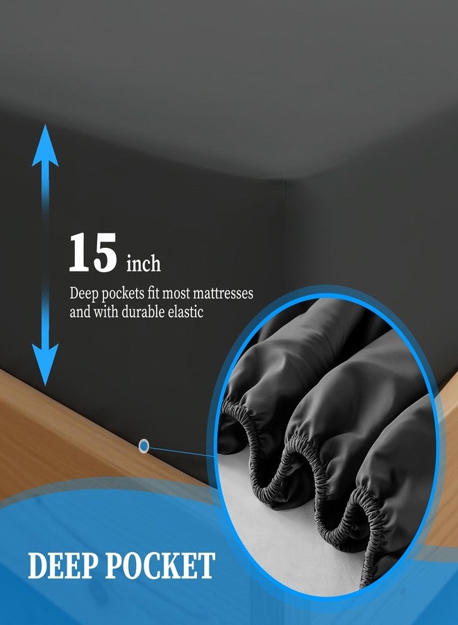 Simple Deluxe Queen Size 4 Piece Sheet Set, Lightweight Super Soft Easy Care Microfiber Comfy Breathable, Cooling Bedding Sheets with Deep Pocket, Shrinkage & Fade Resistant, Hotel Luxury, Black New - Image 4