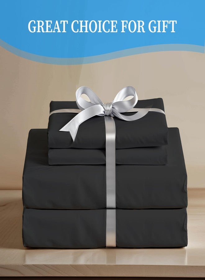 Simple Deluxe Queen Size 4 Piece Sheet Set, Lightweight Super Soft Easy Care Microfiber Comfy Breathable, Cooling Bedding Sheets with Deep Pocket, Shrinkage & Fade Resistant, Hotel Luxury, Black New - Image 5