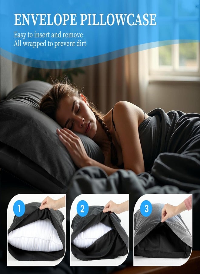 Simple Deluxe Queen Size 4 Piece Sheet Set, Lightweight Super Soft Easy Care Microfiber Comfy Breathable, Cooling Bedding Sheets with Deep Pocket, Shrinkage & Fade Resistant, Hotel Luxury, Black New - Image 2