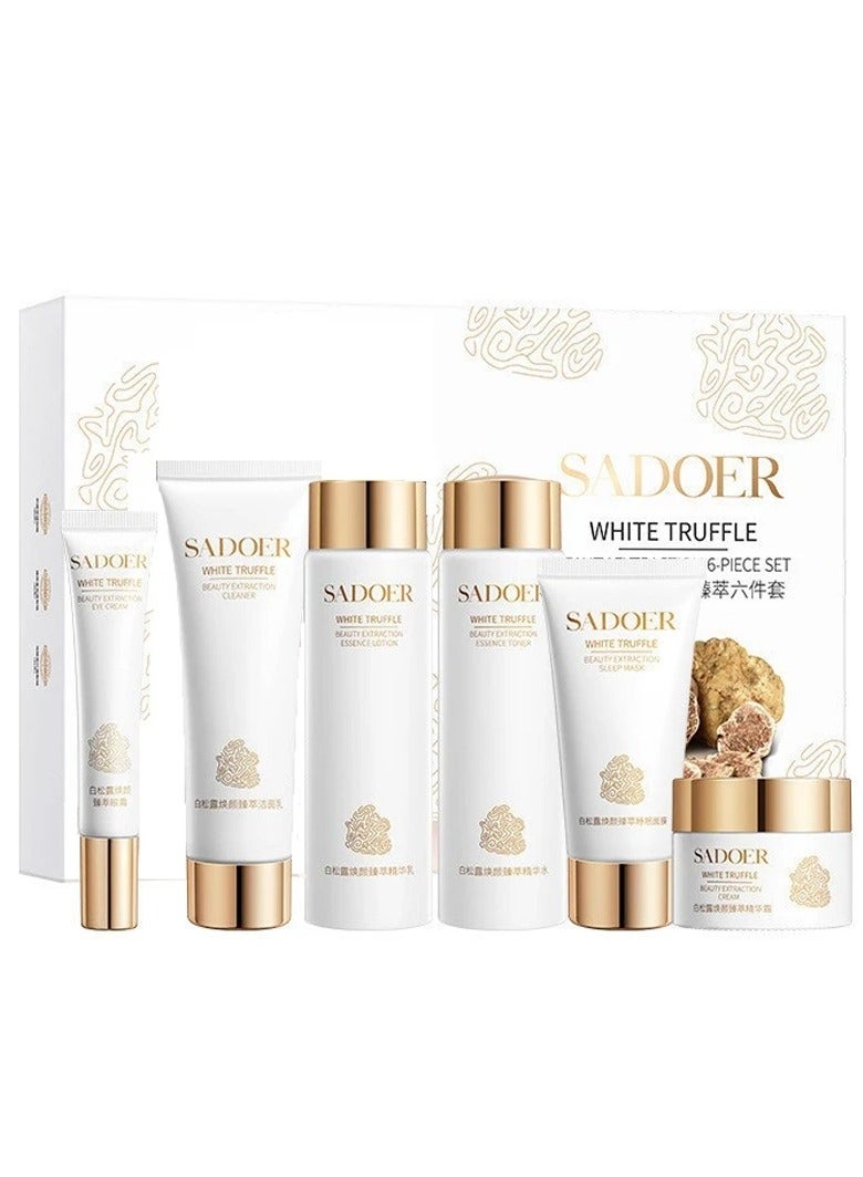 SADOER Whitening Face Serum Cream Skin Care Kit 6 Pcs White Truffle Yeast Organic Moisturizing Skincare Set - Image 1