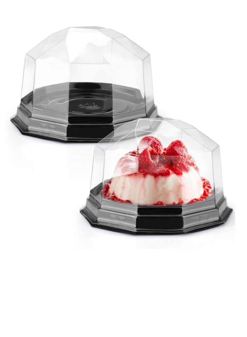 Excefore Mini Cake Box, 50 Pack 3.2 Inch Mini Cake Containers Package With Lids, Clear Plastic Miniature Cake Boxes, Disposable Dome Cupcake Case, Single Muffin Dessert Containers  - Image 1