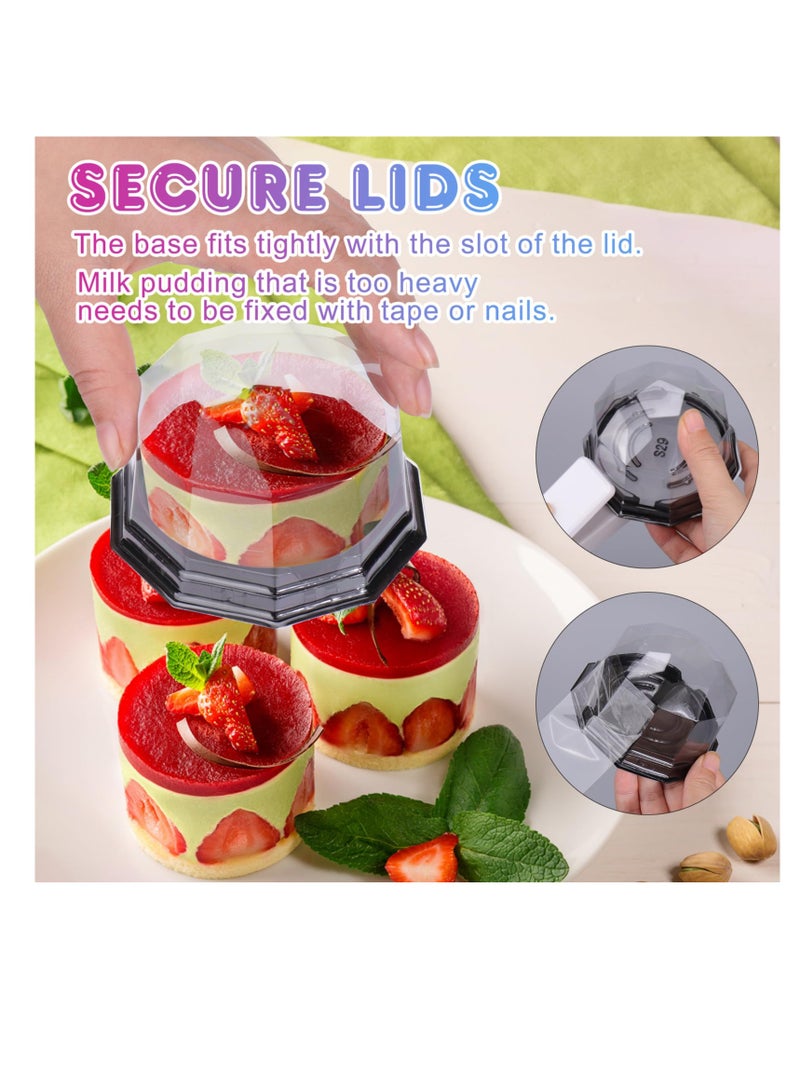 Excefore Mini Cake Box, 50 Pack 3.2 Inch Mini Cake Containers Package With Lids, Clear Plastic Miniature Cake Boxes, Disposable Dome Cupcake Case, Single Muffin Dessert Containers  - Image 3