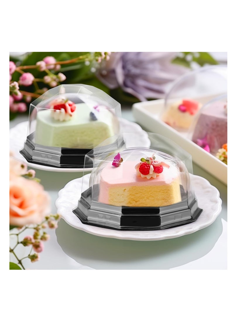 Excefore Mini Cake Box, 50 Pack 3.2 Inch Mini Cake Containers Package With Lids, Clear Plastic Miniature Cake Boxes, Disposable Dome Cupcake Case, Single Muffin Dessert Containers  - Image 4