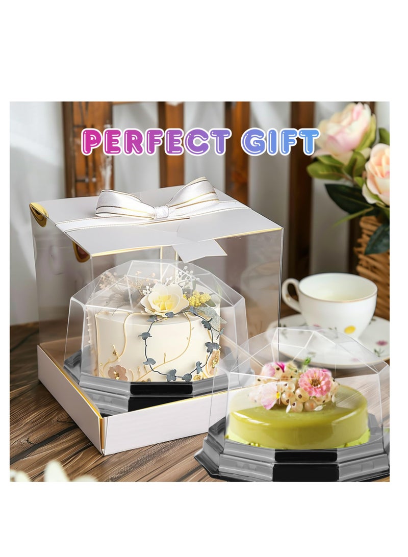 Excefore Mini Cake Box, 50 Pack 3.2 Inch Mini Cake Containers Package With Lids, Clear Plastic Miniature Cake Boxes, Disposable Dome Cupcake Case, Single Muffin Dessert Containers  - Image 5