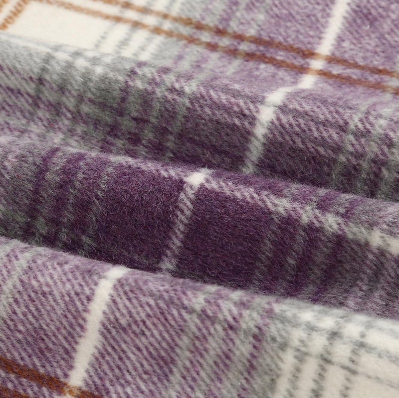 IDEALSANXUN Purple Skirt for Women Fall Fashion 2023 Wool Plaid High Waisted Pencil Bodycon Tweed Midi Skirt with Slit Winter Clothes, Purple, M - Image 2