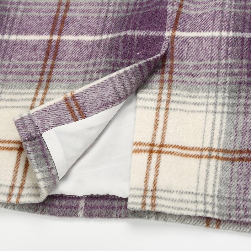 IDEALSANXUN Purple Skirt for Women Fall Fashion 2023 Wool Plaid High Waisted Pencil Bodycon Tweed Midi Skirt with Slit Winter Clothes, Purple, M - Image 5
