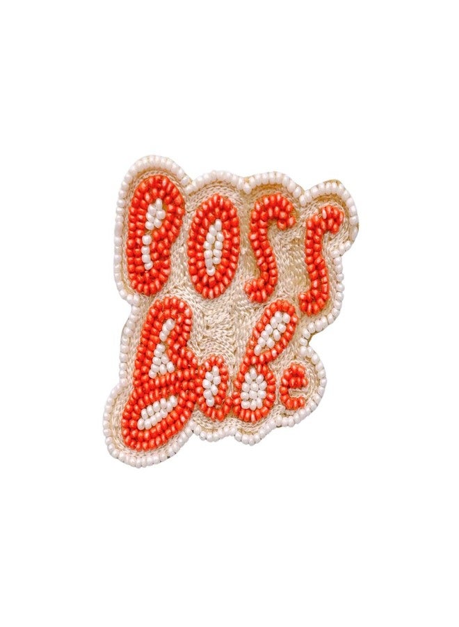 Abeo Handmade Boss Babe Brooch Pin for Women and Men | Embroidered Beaded Lapel Pin for Valentine’s Day Jackets Shirts Bags and Cloths Accessories | Stylish Fashionable Badge Pins, 5-6 cm (Red, White) - Image 2