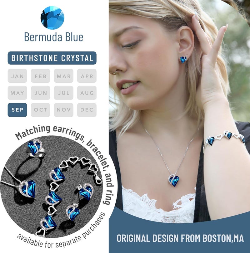 Leafael Infinity Love Heart Necklace with Bermuda Blue Birthstone - Image 4