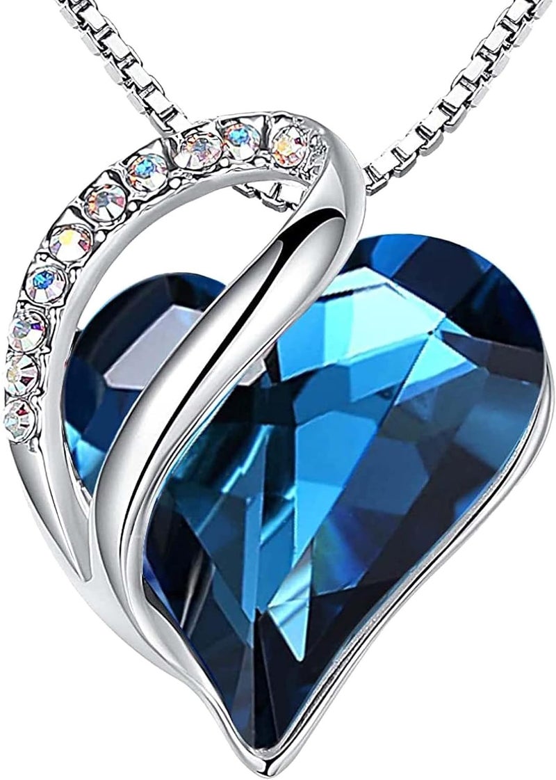 Leafael Infinity Love Heart Necklace with Bermuda Blue Birthstone - Image 1