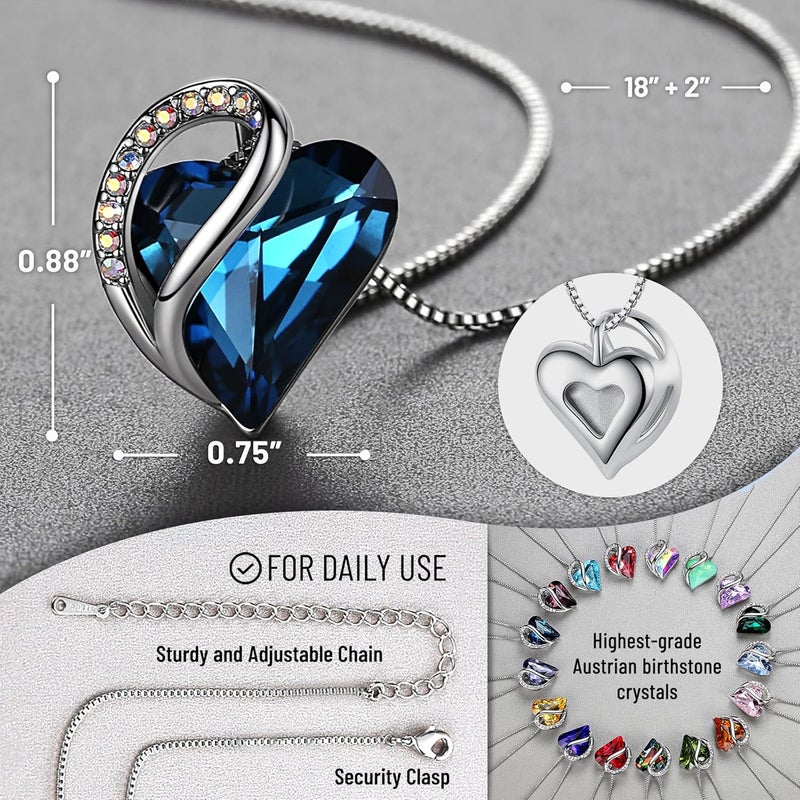 Leafael Infinity Love Heart Necklace with Bermuda Blue Birthstone - Image 3