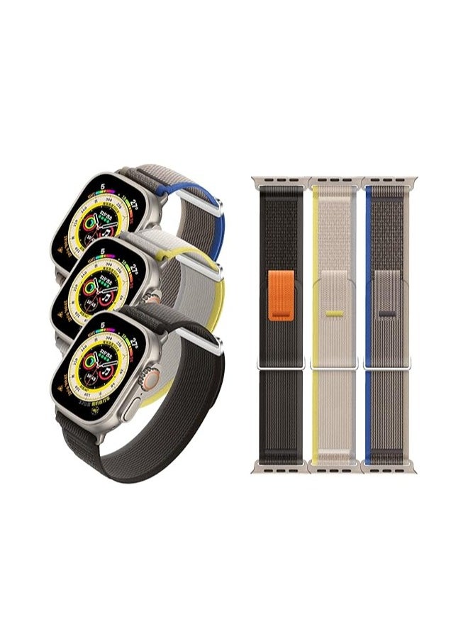 Generic - 3 Pack Trail Loop Compatible With Apple Watch Straps 40mm 44mm 38mm 42mm 41mm 45mm 49mm for Women Men, Nylon Fabric Sport Replacement Band for iWatch Ultra SE Series 9/8/7/6/5/4/3/2/1 (Black, Light Grey, Dark Grey) - Image 1