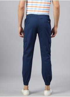 Hubberholme Denim Blue Mid-Rise Smart Cargo Joggers for Men, Slim Fit, Cotton  - Image 5