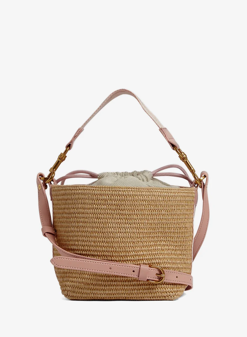 Ted Baker Raffyna Webbing Detail Raffia Small Bucket Bag