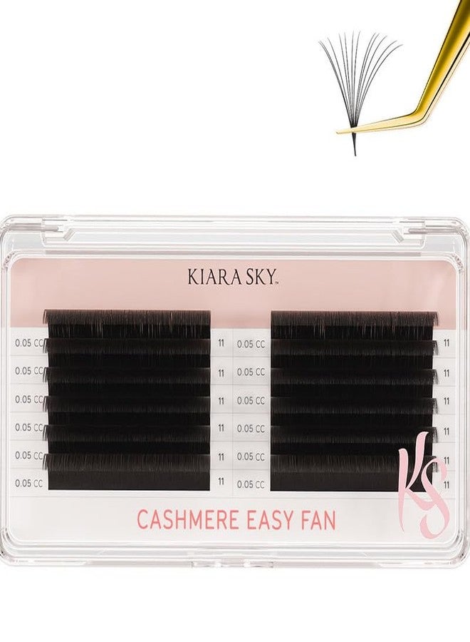 KIARA SKY LASH Premium Cashmere Easy Fan Lash Extensions | Soft Semi-matte natural finish | Fans like Butter | For Professional Eyelash Extensions Use Only | Black, (CC-0.05-11MM) - Image 1