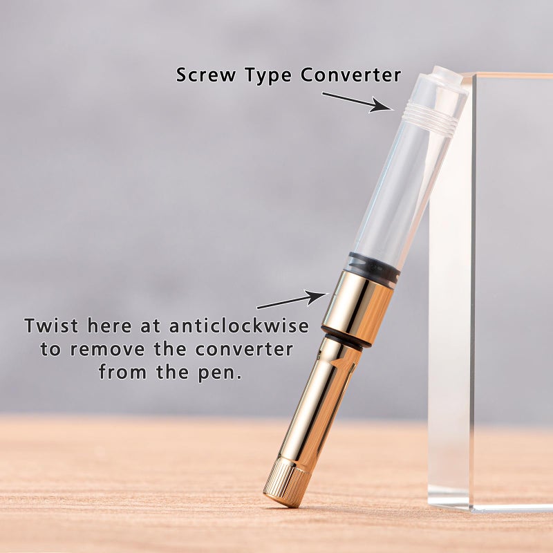 Lanxivi Jinhao 9019 Fountain Pen Dadao Series Transparent Clear Gold Trim #8 Medium Nib with Large Converter for Writing, Signature and Calligraphy - Image 4