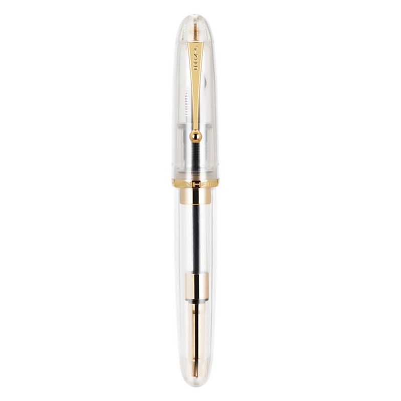 Lanxivi Jinhao 9019 Fountain Pen Dadao Series Transparent Clear Gold Trim #8 Medium Nib with Large Converter for Writing, Signature and Calligraphy - Image 1