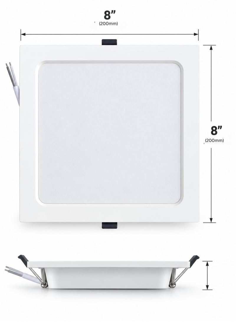 MAAT 20W LED Backlit Panel Light 8 Inch Square Recessed Ceiling Light, 6500K Cool White, 1980 Lumens, 100W Equivalent, AC 185-265V, High Brightness Energy Saving Downlight - Image 3