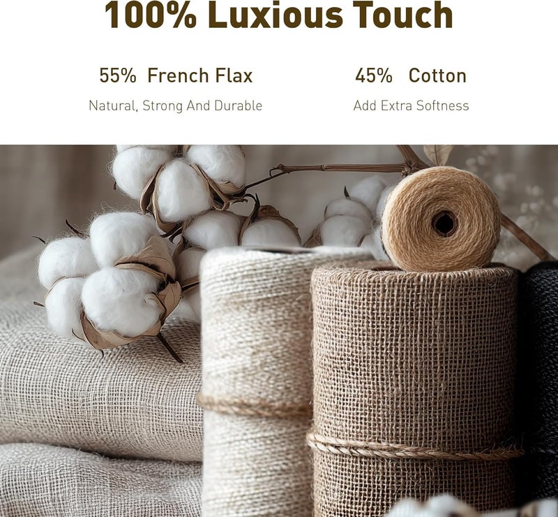 Hyde Lane Luxury Linen Quilt Set Queen Size, Organic European Flax Cotton Blend Bedding for Bedspread and Coverlet, Box Stitched, with 2 Pillow Shams, 90"x96", Linen - Image 3