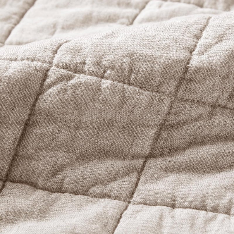Hyde Lane Luxury Linen Quilt Set Queen Size, Organic European Flax Cotton Blend Bedding for Bedspread and Coverlet, Box Stitched, with 2 Pillow Shams, 90"x96", Linen - Image 4