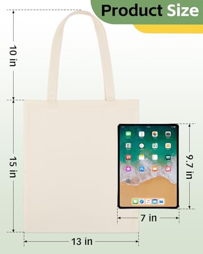 Lzerking Canvas Tote Bag Bulk 50 Pack 13x15 Inches Medium Sublimation Tote Bags, 10oz Lightweight Reusable Grocery Shopping Cloth Bags for Office, Market, Gift - Image 2