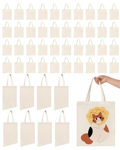 Lzerking Canvas Tote Bag Bulk 50 Pack 13x15 Inches Medium Sublimation Tote Bags, 10oz Lightweight Reusable Grocery Shopping Cloth Bags for Office, Market, Gift - Image 1