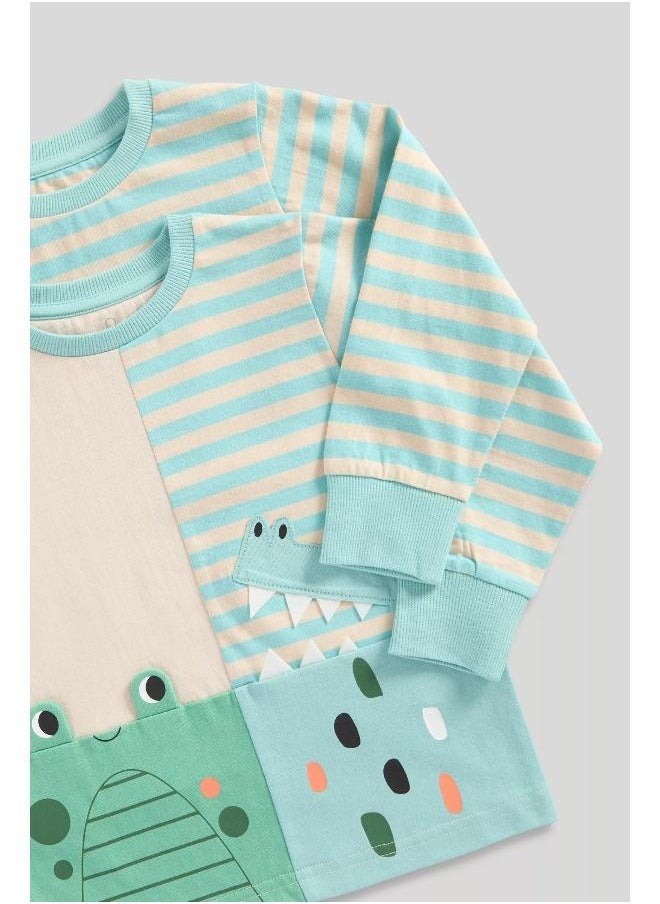 mothercare Frog and Croc Short Pyjamas - 2 Pack  - Image 3