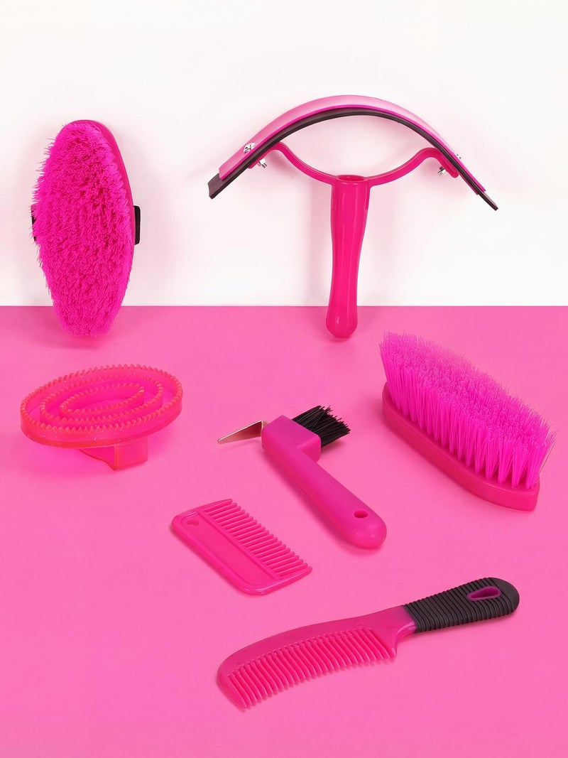 Ueemph Horse Grooming Kit, Pink Storage Bag with 10 Piece Professional Equestrian Care Tools, Brushes, Combs, Scraper and Gloves (Pink) - Image 3