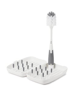 OXO TOT رف تجفيف قابل للحمل مع فرشاة للزجاجات - رمادي  - Image 1