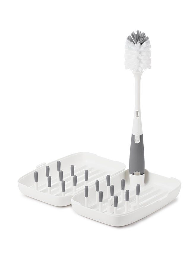 OXO TOT - On-The-Go Drying Rack With Bottle Brush - Gray - Image 1