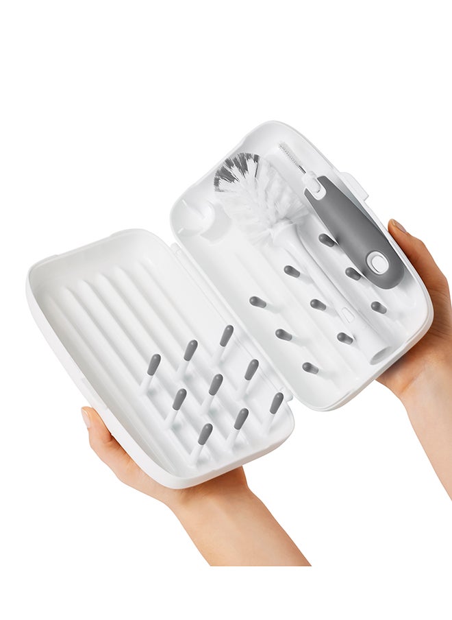 OXO TOT - On-The-Go Drying Rack With Bottle Brush - Gray - Image 1