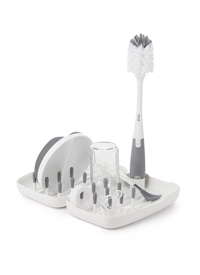 OXO TOT - On-The-Go Drying Rack With Bottle Brush - Gray - Image 1