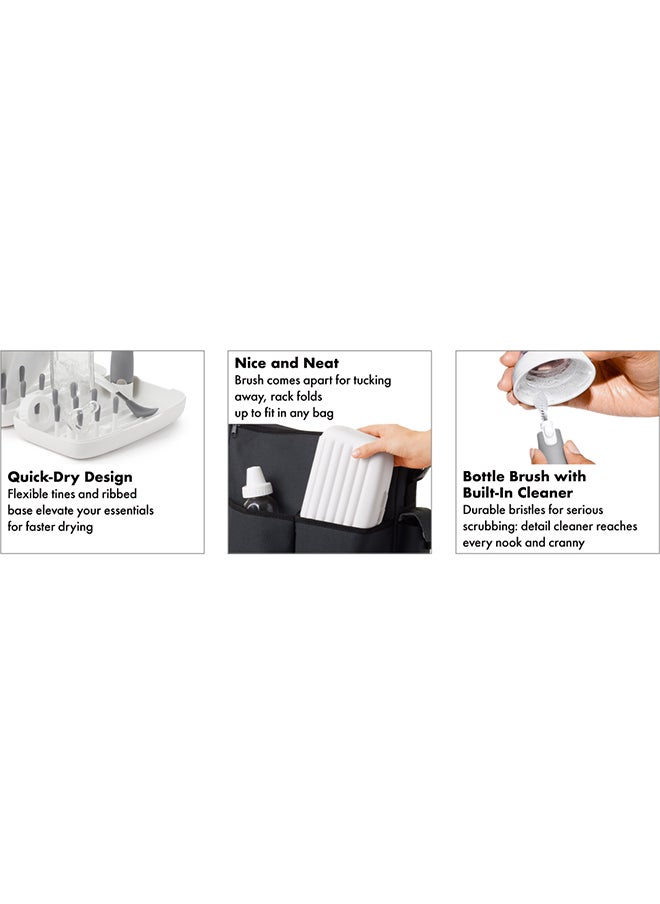OXO TOT - On-The-Go Drying Rack With Bottle Brush - Gray - Image 1