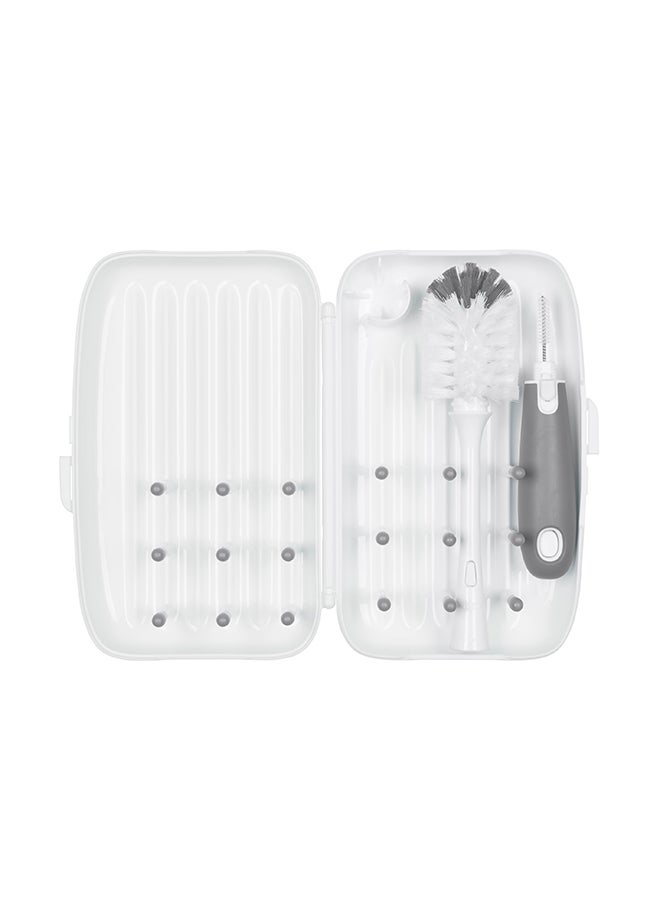 OXO TOT - On-The-Go Drying Rack With Bottle Brush - Gray - Image 1