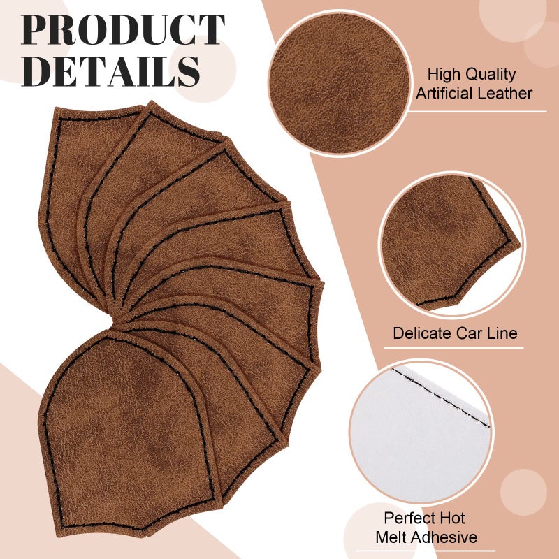 Giegxin 120 Pieces Rustic Leatherette Hat Patches with 8 Types of Shape Laser Engraving Blanks Patch Adhesive for Fabric Faux Leather Patch Repair Sewing Repair Patches (Khaki, Archaize Color) - Image 3
