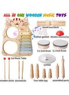 Hihonor 7 in 1 Children's Drum Set (for Toddlers) Baby Musical Instruments Montessori Preschool Musical Toys Children's Drum Set Xylophone Tambourine Birthday Gifts for Boys and Girls  - Image 3