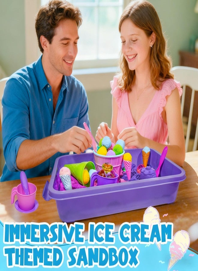 Bbiamsleep Ice Cream Sensory Bin, 61 Pcs Ice Cream Sensory Bin Fillers with Color Sand 11 Mould 9 Tools for Birthday Party - Image 5