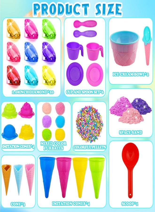 Bbiamsleep Ice Cream Sensory Bin, 61 Pcs Ice Cream Sensory Bin Fillers with Color Sand 11 Mould 9 Tools for Birthday Party - Image 2