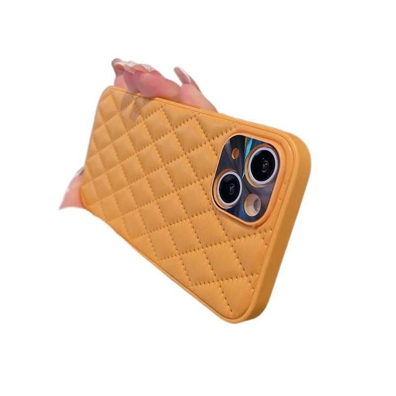 Protective Case, Drop Protection, Yellow, Shockproof Cover for iPhone 14 / 14 Plus / 14 Pro / 14 Pro Max, Checkered Pattern - Image 1
