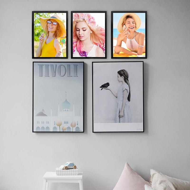 Magnetic Picture Frame for Refrigerator 35x25cm Canvas Frame Self-adhesive Decor Black Glossy Film for Collage Wall Display - Image 4