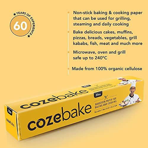 Coze Baking Paper 20 metres, Pack of 1, 100% Oven & Microwave Safe Upto 240°C, No Added Wax or Coating, 100% Food Safe, FDA Approved, Butter Paper Roll, Parchment Paper for Baking Cake (Off-White) - Image 3