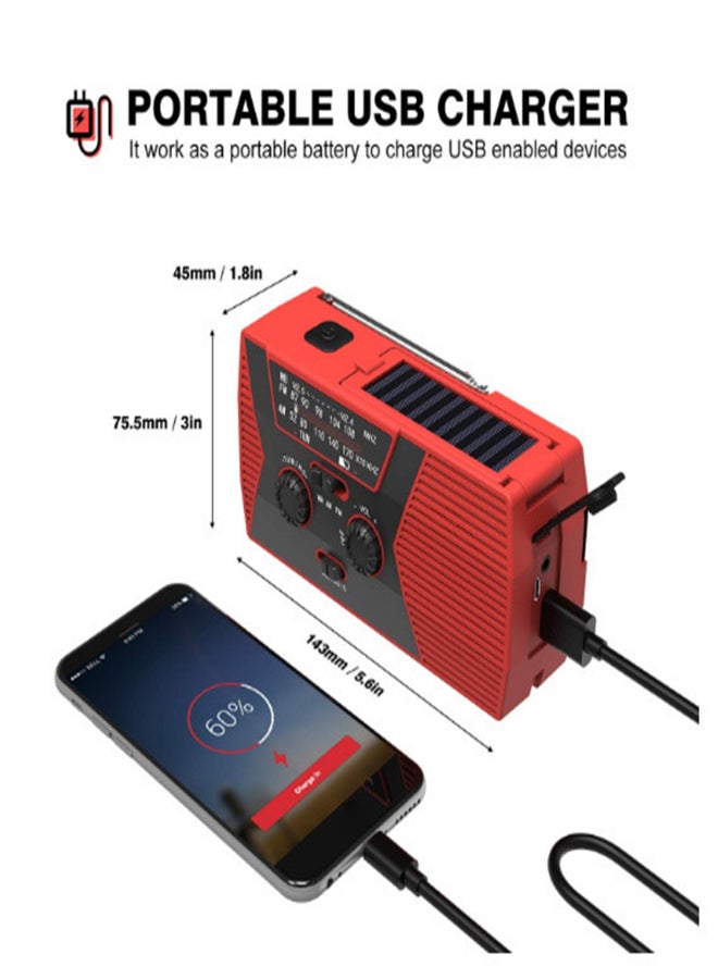 AM/FM & NOAA Emergency Radio Hand Crank Radio with Flashlight for SOS Emergency Portable Solar Radios Self Powered AM/FM Radio with 2000mAh Power Bank Cell Phone Charger USB Rechargeable Great - Image 4