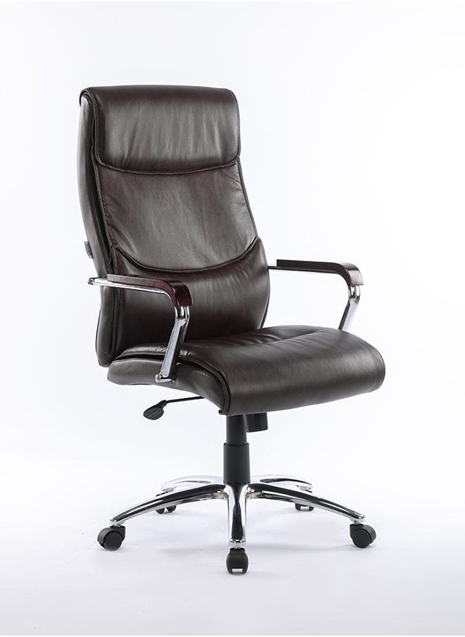 DANUBE HOME Boss Swivel High Back Office Chair Ergonomic Gaming Chair Modern Home Computer Chair 360Â° Swivel Pu Leather Office Chair Adjustable Executive Chair 75.5x63.5x115 cm Dark Brown  - Image 5