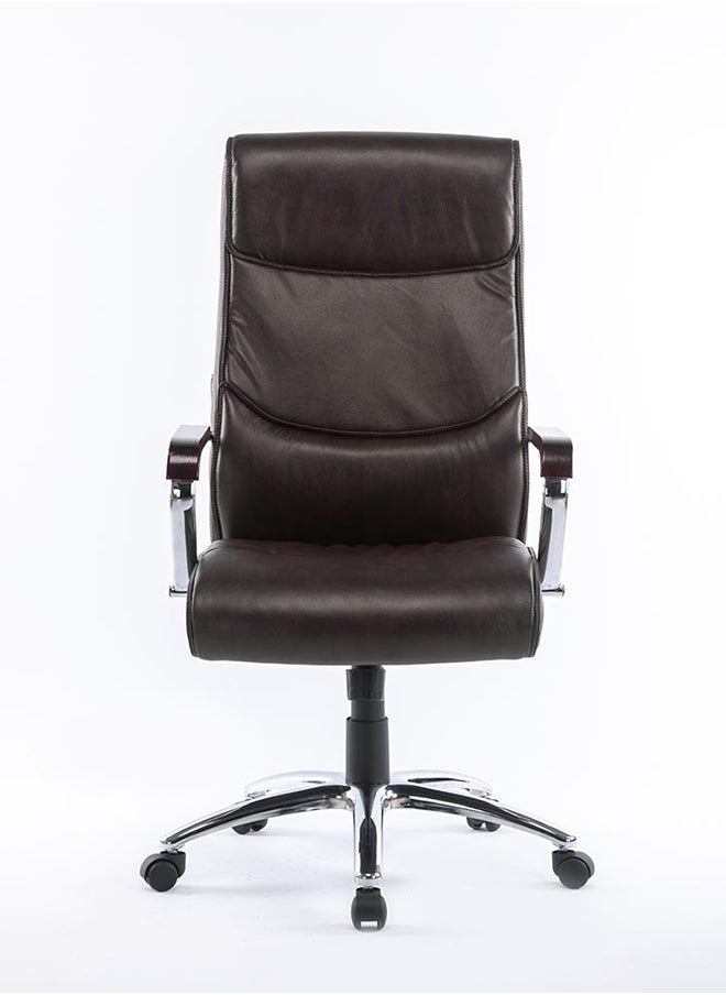 DANUBE HOME Boss Swivel High Back Office Chair Ergonomic Gaming Chair Modern Home Computer Chair 360Â° Swivel Pu Leather Office Chair Adjustable Executive Chair 75.5x63.5x115 cm Dark Brown  - Image 3