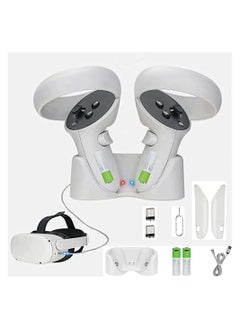Y&D Compatible with Oculus Quest 2 Touch Controller, Magnetic Charging Station, LED Fast Charge, Controller and Head Mounted Display Charger, VR Headset Grip  - Image 1