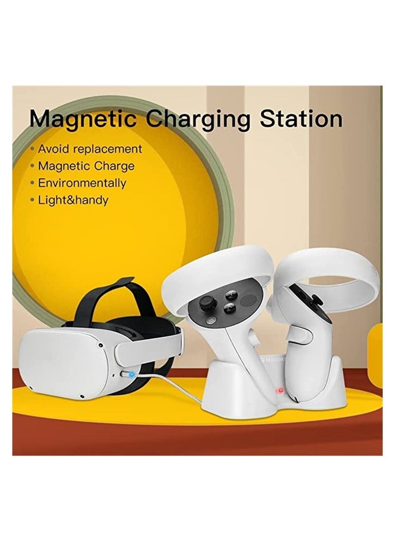 Y&D - Compatible with Oculus Quest 2 Touch Controller, Magnetic Charging Station, LED Fast Charge, Controller and Head Mounted Display Charger, VR Headset Grip - Image 1