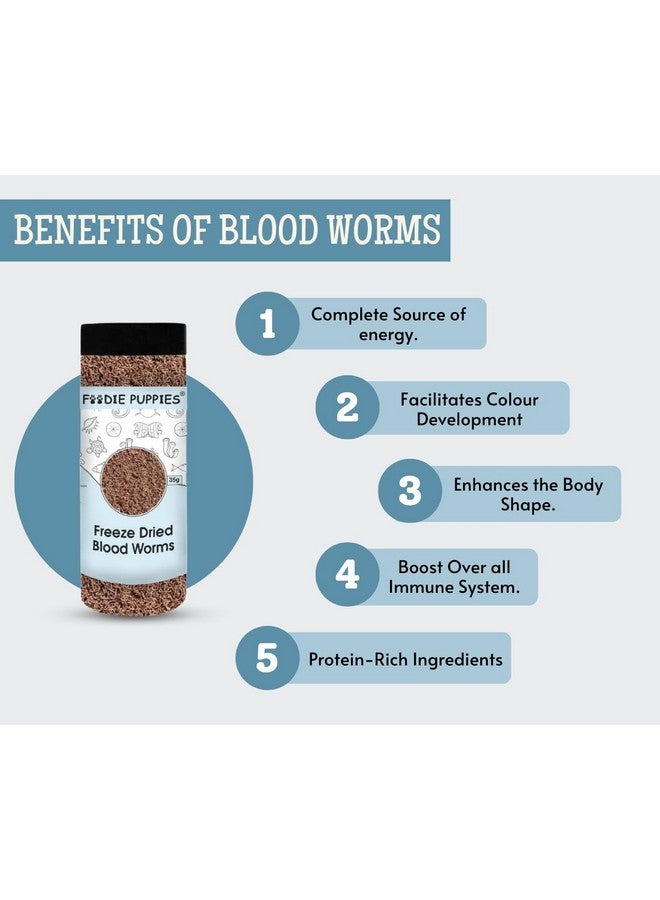 Freeze Dried Blood Worms 35G - Food For Guppies, Mollies, African Cichlids, Betta & Discus Fish And Tropical, Marine Fish & Turtles - Image 2